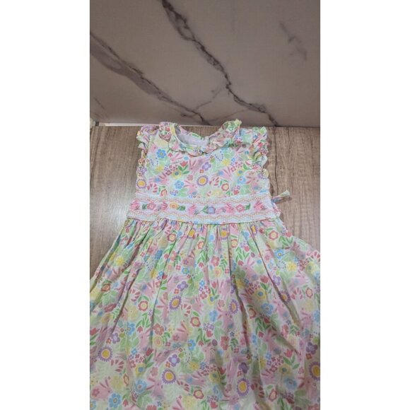 Bonnie Jean Girls Floral Sleeveless Dress Size 4 With Ruffle Details & Button Ba - Picture 7 of 8